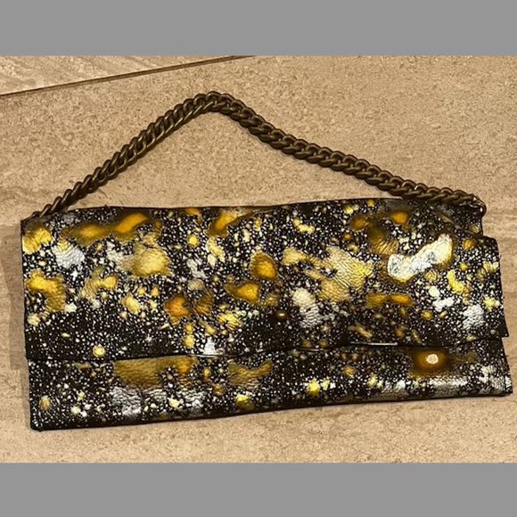 David Galan Gold Slatter Clutch - Picture 1 of 2
